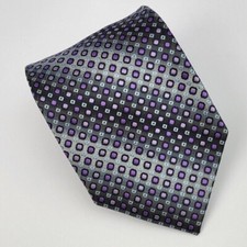 David Taylor Polyester Tie Gray Blue Purple Geometric Men Necktie 57 x 3.5