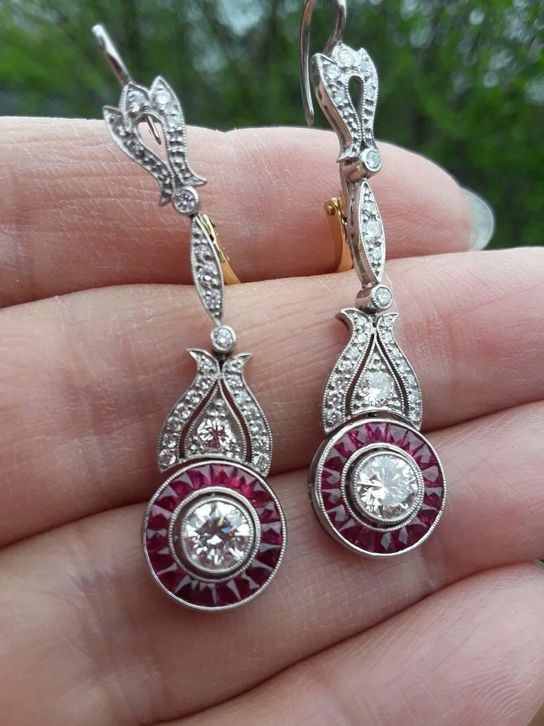 Art deco 2024 ruby earrings