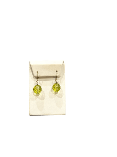 Light green/lime green faceted crystal style dangle earrings - Picture 3 of 4