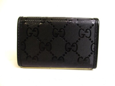 Auth GUCCI GG Imprimee Black Leather 6 Pics Key Cases #a163 | eBay