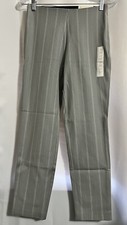 A New Day Women  s Gray Stripe High Rise Side-Zip Skinny Ankle Pants Size 2/R New