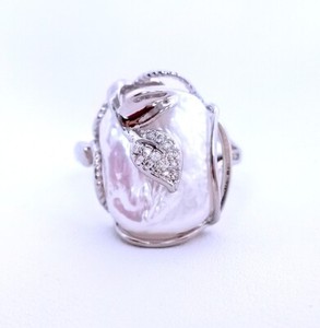 Authentic 5pcs rectanlge Keshi reborn freshwater pearl inlaid leaf gold Plated ring