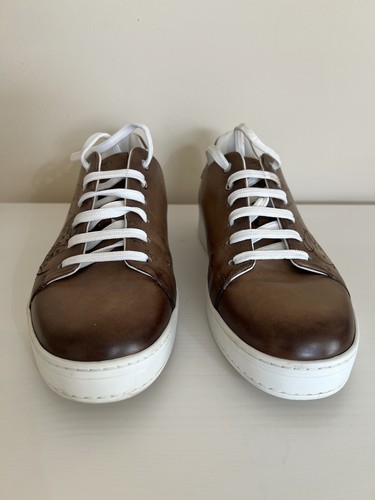 Baskets basses homme Berluti Paris Palerme cuir marron Scritto taille 9 / US 10 - Photo 2/10
