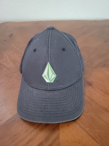 Volcom Black Hat Cap Stretch Fit Youth Green White Embroidered Kids Boys Casual - Picture 5 of 12