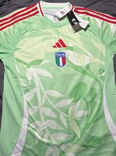 adidas Italy Soccer Jersey Green White Red Size L Official Team Aeroready