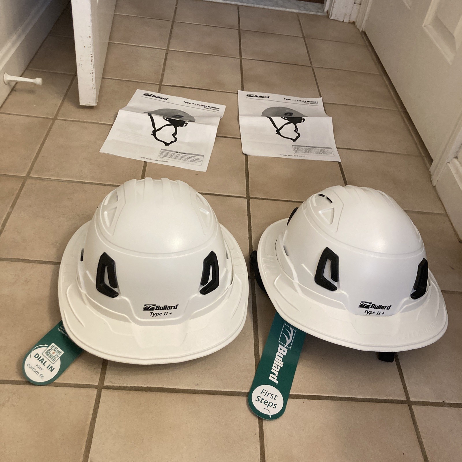 Set of 2 Bullard Vented Helmet Class E Hard Hat Type II + with Flex Brim READ