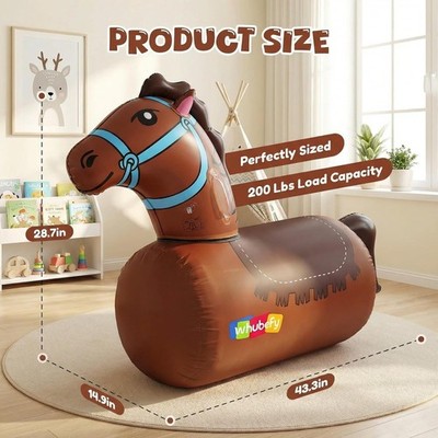 Kids Indoor&Outdoor Ride-On Toy Horse  Ergonomic Saddle-Inspired Design Horse