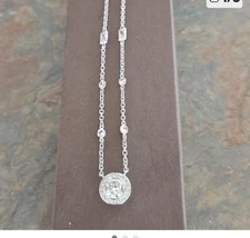 SILPADA Sterling Silver Scroll Bezel Set Cubic Zirconia Pendant Necklace N1250 !