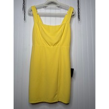 NWT Lulus Social Sensation Light Yellow Square Neck Mini Bodycon Dress Party M