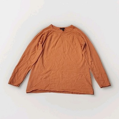 Eileen Fisher Shirt Womens Large Merino Wool Long Sleeve Pullover Peach  G2U