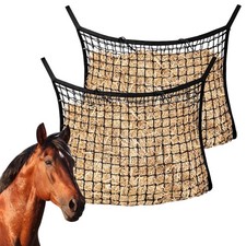 2 Pcs Slow Feed Hay Nets Hanging Horse Slow Feed Hay Bags Soft Flat Feeder Bag