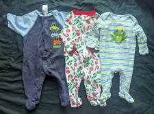 Lot of 3 boys footed, light weight pajamas. Pre-owned good condition