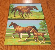 PBN PAINT BY NUMBER  " MARE AND COLT "  1975 14" X 10"