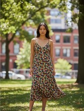 Reformation Floral Slip Dress | Multicolor Daisy Print | Spaghetti Strap
