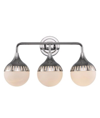 Monteaux Lighting Chrome Bathroom Vanity 3-Light Fixture with Opal Glass Shades