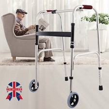 Folding Walking Frame Lightweight Walker Adjustable Zimmer Walking Aid +2 Wheels