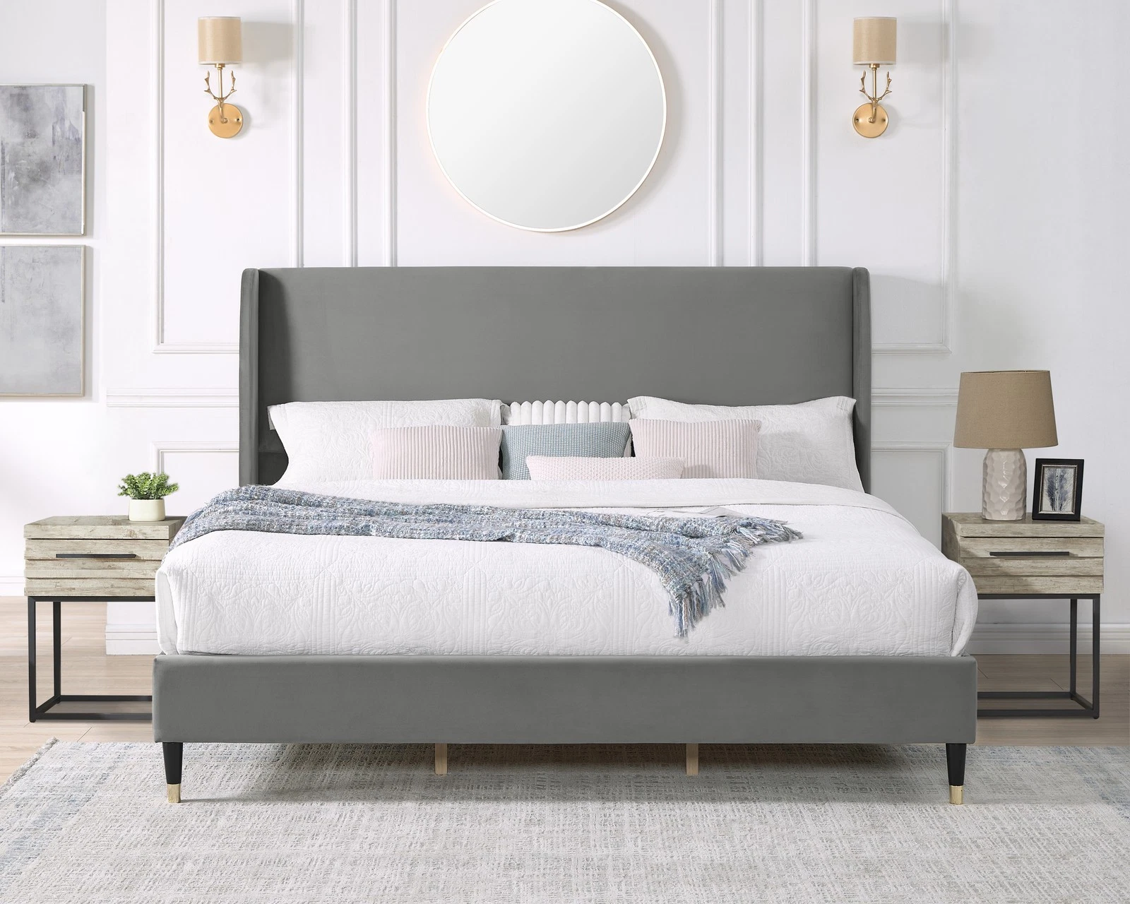 Rozitta Wingback Platform Bed - Thumbnail 2