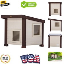 ECOFLEX Albany Outdoor Cat House, Weather  Resistant, Dual Door Flaps, 21" W x...