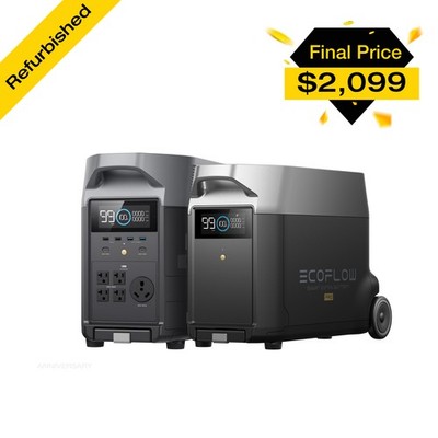 EcoFlow DELTA Pro Power Station+Extra Battery 7200Wh Certified Refurbished, LFP