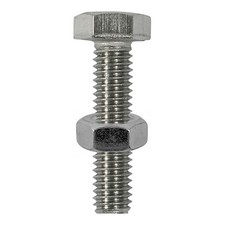 Image of TIMCO M10 x 25 Set Screws & Hex Nuts - Stainless Steel - Pack of 2