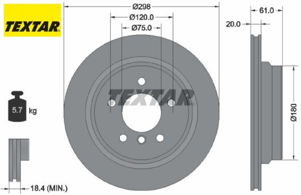 2X Bremsscheibe Textar 92075103 2 Bremsscheiben Hinterachse Hinten-image