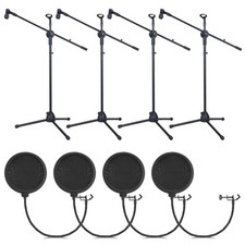 4 Pcs Tripod Microphone Stand Adjustable Boom Height Mic Stand with Mic Clip ...