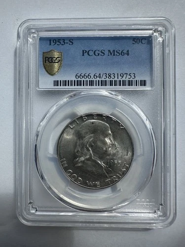1953-S $0.50 Franklin Half Dollar PCGS MS64 - Blazing White Choice Uncirculated