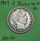 1907-P Barber Half Dollar 50c Vg Very Good 90% Silver US Coin