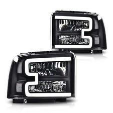 LED DRL Black Clear Headlights Ford F250-F550 05-07 Excursion 05 6C3Z13008AB