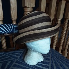 Otto Lucas Vintage Hat Junior Brown Beige Striped Boater