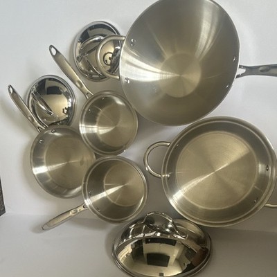 Cooks JCPenney Home Collection 8-Piece Stainless Copper Bottom Pan Set Lids