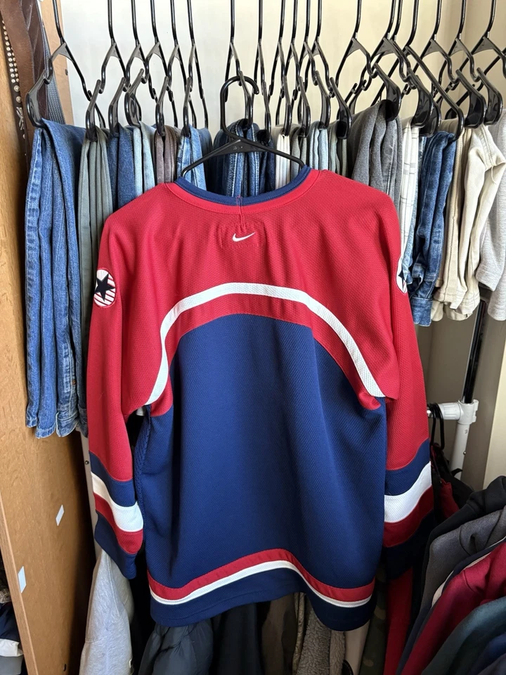 Vintage Nike USA Hockey Jersey Large L Red Blue White Made in Korea Olympics - Image 4 of 4