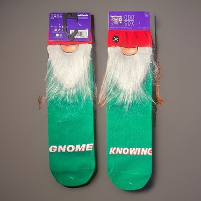 VeeFriends 3D Socks: Knowing Gnome Size 7-9 Odd Sox Green Red White Fur Gary Vee