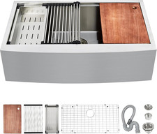 Farmhouse Kitchen Sink, 304 Stainless Steel 33X22 Drop-In Sinks, Apron Front 16