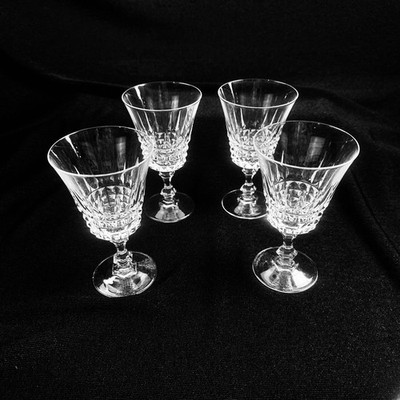 Cristal D'Arques Durand Victoria 4 Water Glasses Etched Crystal 6 1/4 Inch