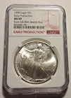 1990 EARLY PRODUCTION SILVER EAGLE DOLLAR $1 NGC MS69 FROM U.S. MINT SEALED BOX