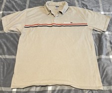 Vintage Reebok Tan Beige Large L polo Style 42 red stripe 100 Yrs S/s Men  s