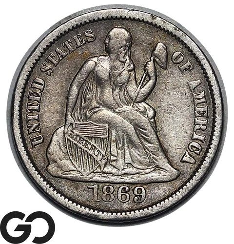 1869-S Seated Liberty Dime, Very Scarce San Francisco Mint Issue