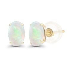 Solid 14K Gold 7x5mm Oval Genuine Birthstone Stud Earrings For Women  Hypoal...