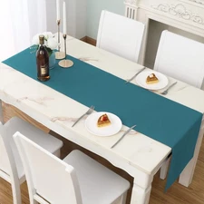 2 Pack Teal Table Runner 108 Inch Long 9 FT Soft Wedding Cloth Table Runner f...