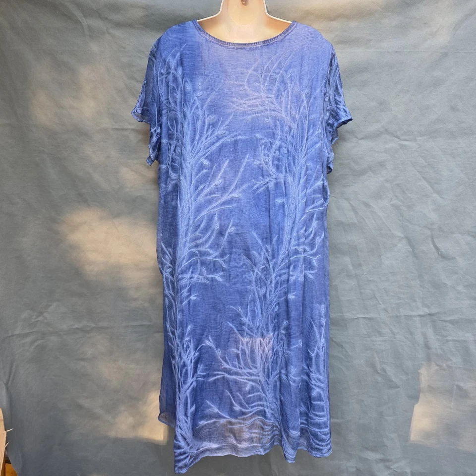 Vestido Soft Surroundings Seda Lagenlook Talla 2X Manga Corta Cuello Redondo Foto 2 de 4