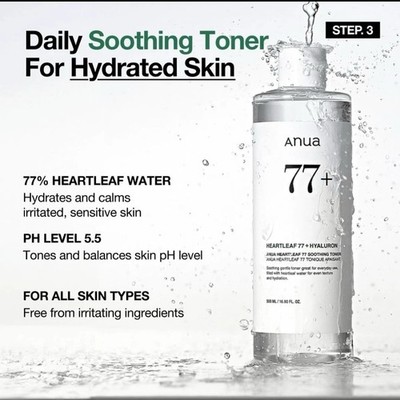 Anua Skin Care Set Heartleaf Oil Toner Lotion Niacinamide Serum Hydration