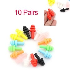 10 Pairs of Reusable Soft Silicone Earplugs Swimming Sleeping Noise Reduction