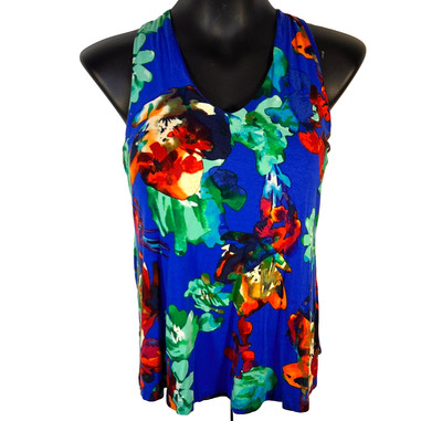 Cupio Tank Top Women's Size M Halter Vibrant Abstract Floral Print