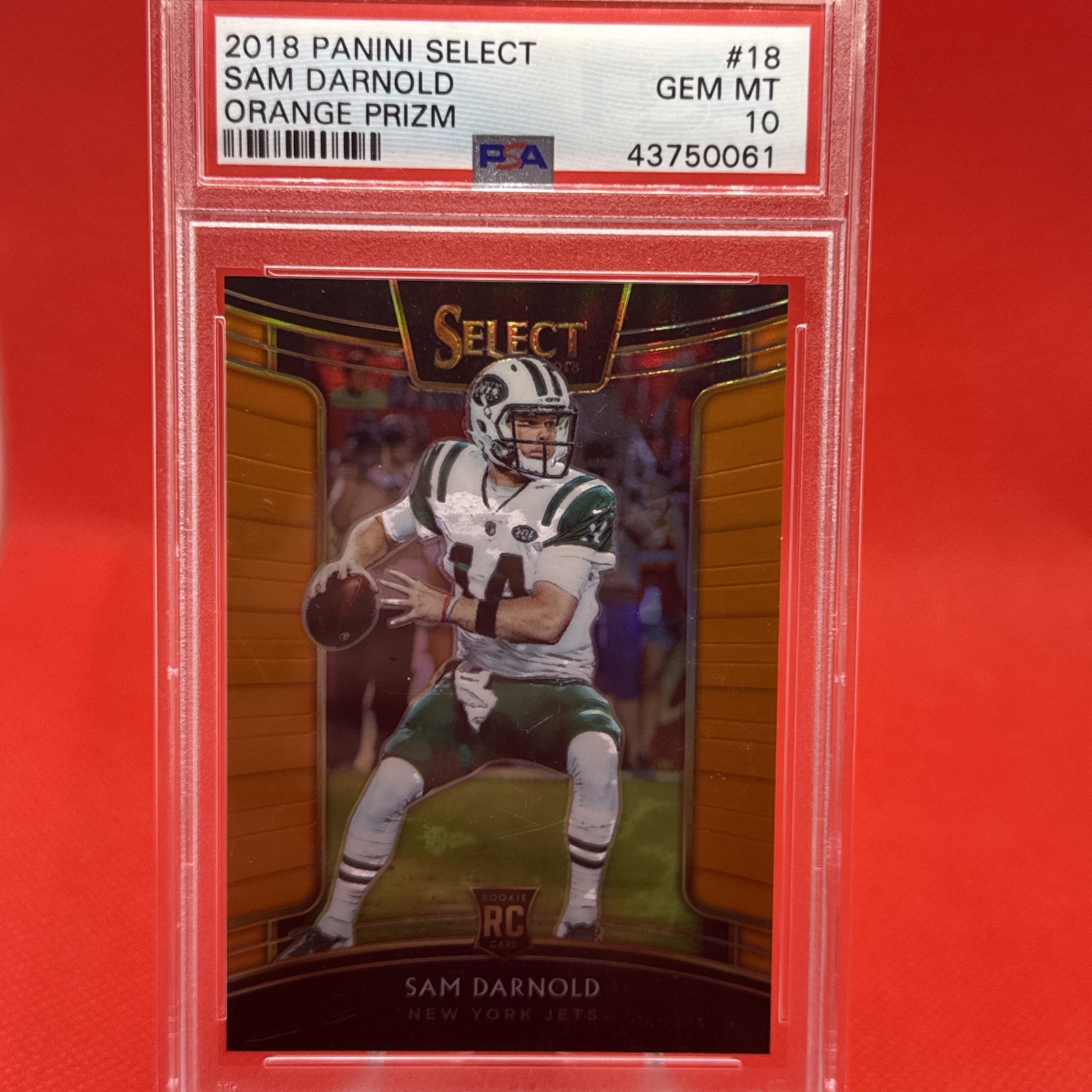 2018 Panini Select - Concourse Sam Darnold #18 Orange Prizm /49 (RC) PSA 10