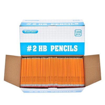 Rarlan Wood-Cased #2 HB Pencils, Pre-sharpened, 1200 Count (Pack of 1), Black 
