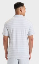 Men's Comfort Wear Striped Polo Shirt Size L Goodfellow  Co  Ligth Blue /Silver