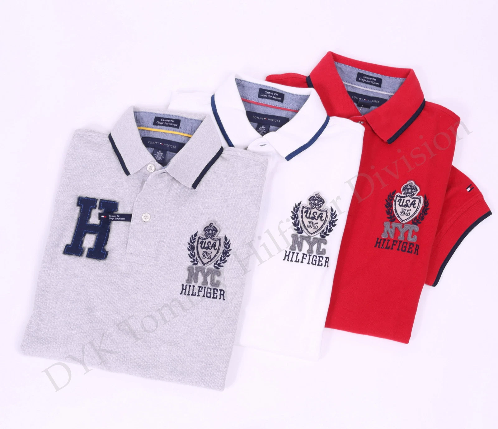 Tommy Hilfiger Men Logo Pique Mesh Pieced Polo Shirt Custom Fit - Free $0 Ship