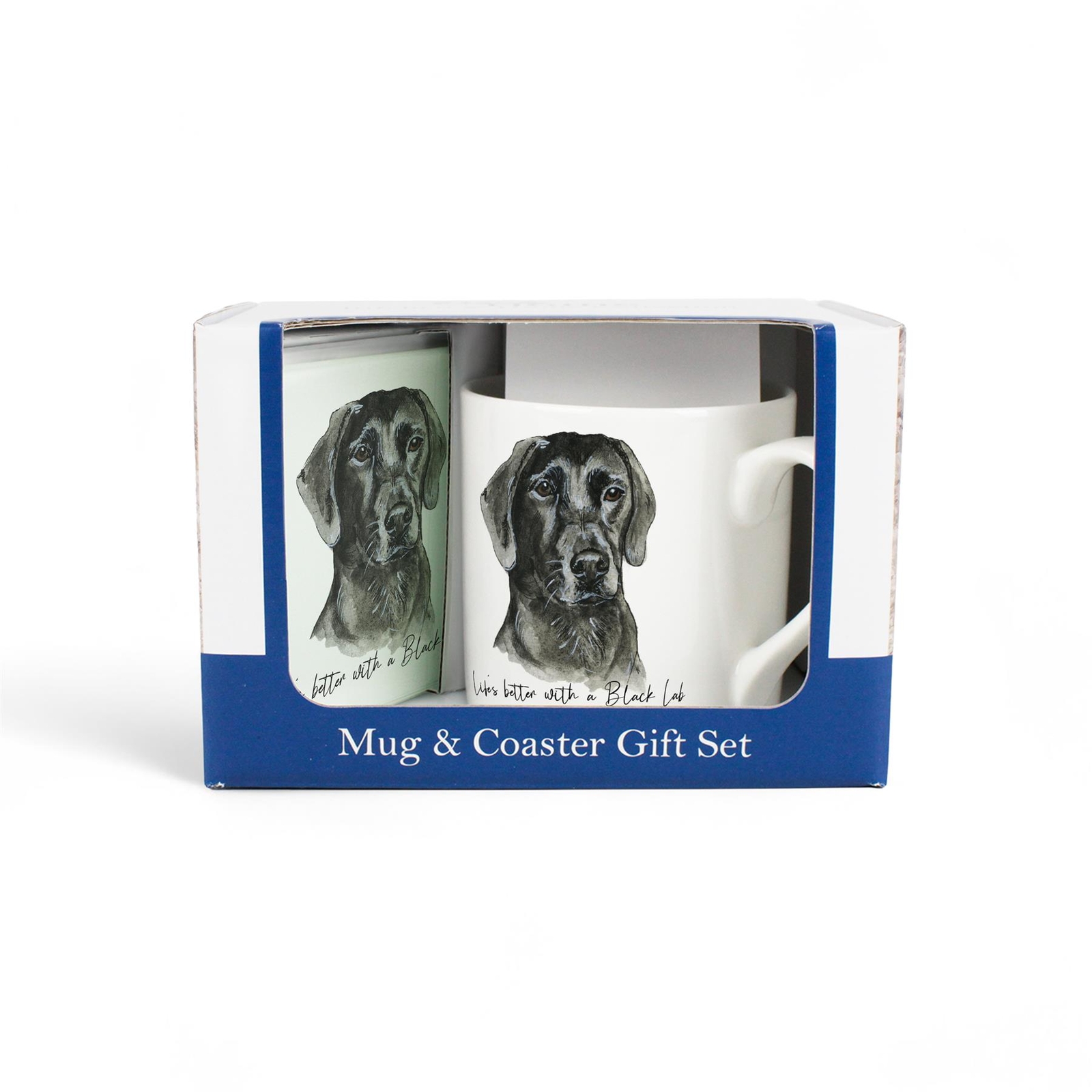 Black Labrador Bone China Mug & Glass Coaster Gift Set - Presents for Dog Lovers