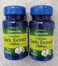 Puritans Pride 2 Pack Garlic Extract Odorless 1000mg 200 Softgel ~USA~